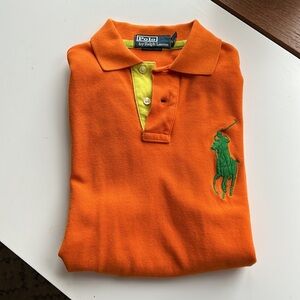 Ralph Lauren Bright Orange Polo with Green Logo